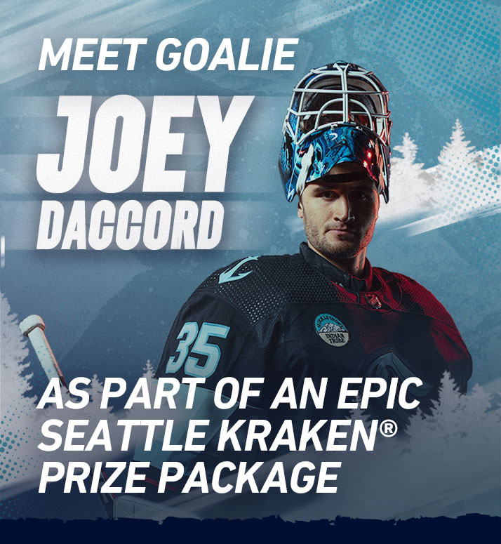 Meet Goalie Joey Daccord as part of an epic Seattle Kraken Prize Package.