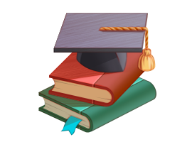 Icon of graduation cap and books
