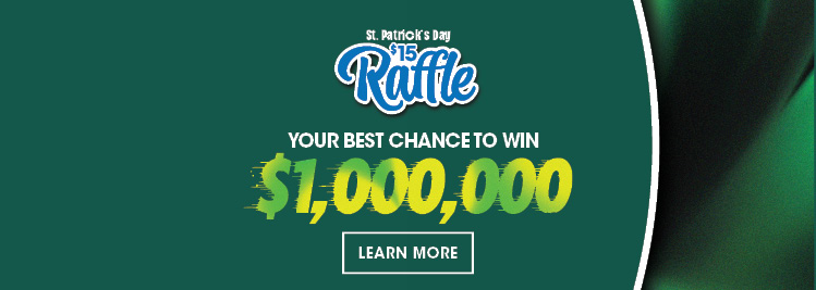 St. Patrick's Day Raffle - Your best chance to win $1,000,000 Jackpot for mobile screens.
