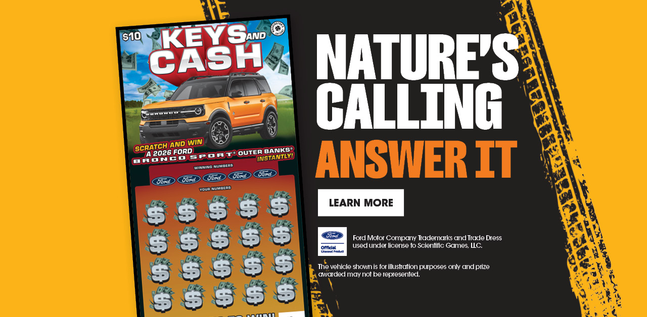 Keys and Cash Scratch - Nature's Calling — Answer It Jackpot for large screens.